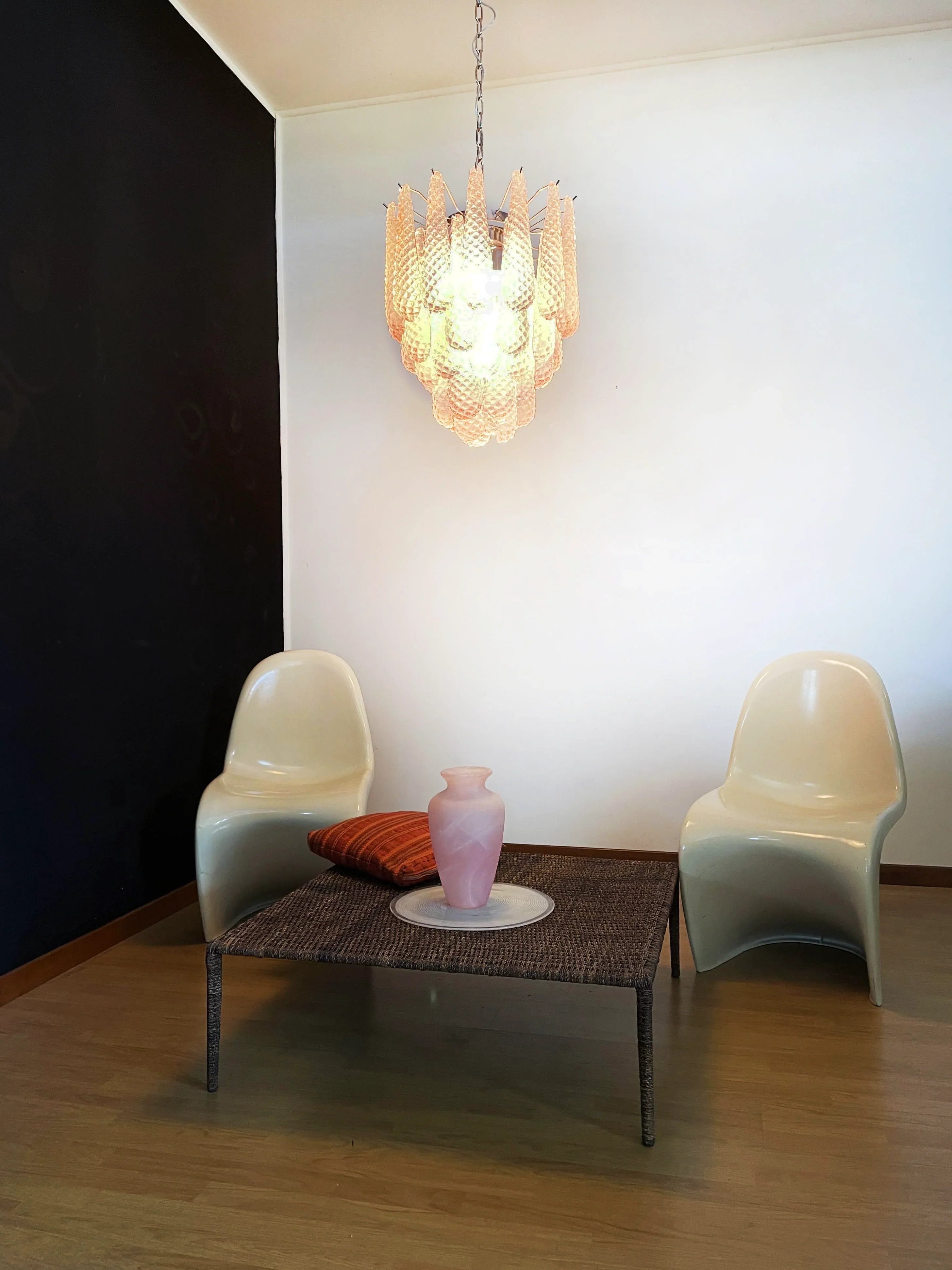 Vintage Murano Pink Glass Petals Chandelier product image