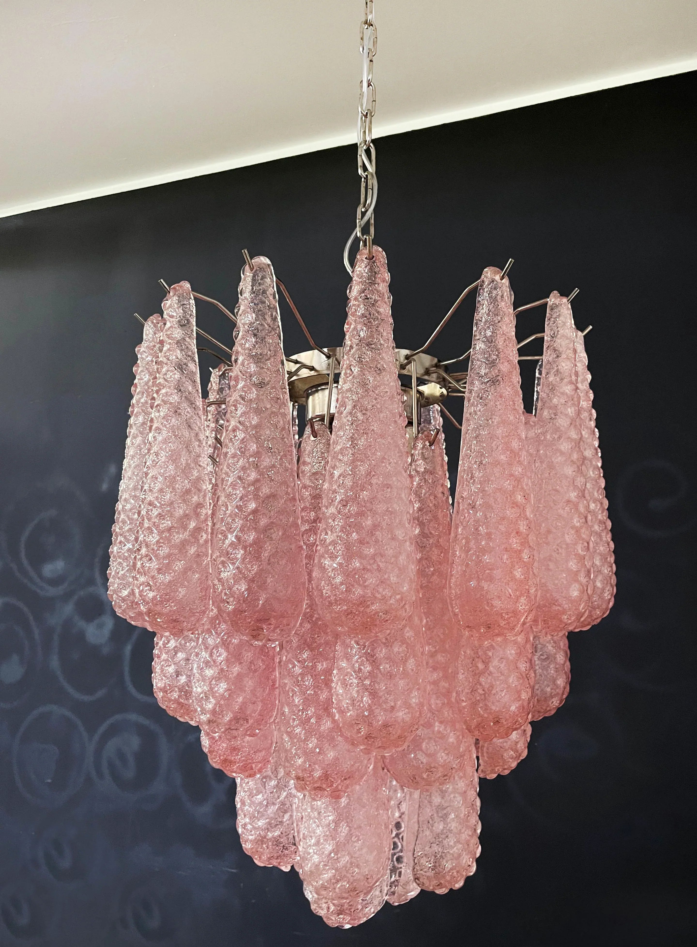 Vintage Murano Pink Glass Petals Chandelier product image