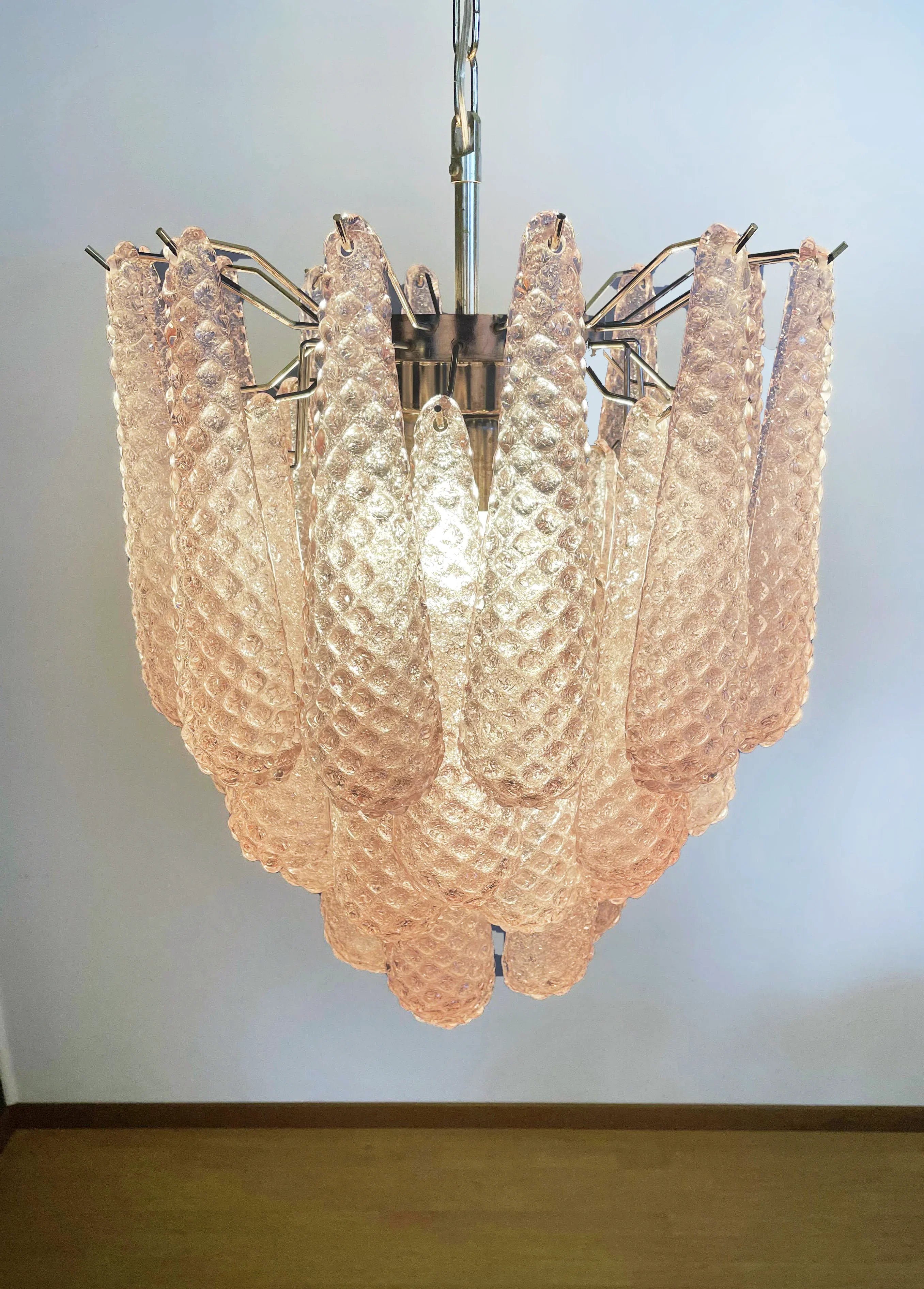 Vintage Murano Pink Glass Petals Chandelier product image