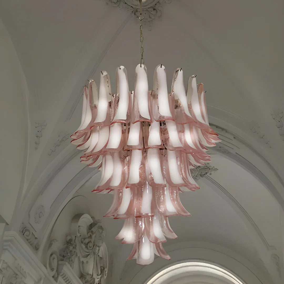 Vintage Murano Pink Glass Petals Chandelier product image