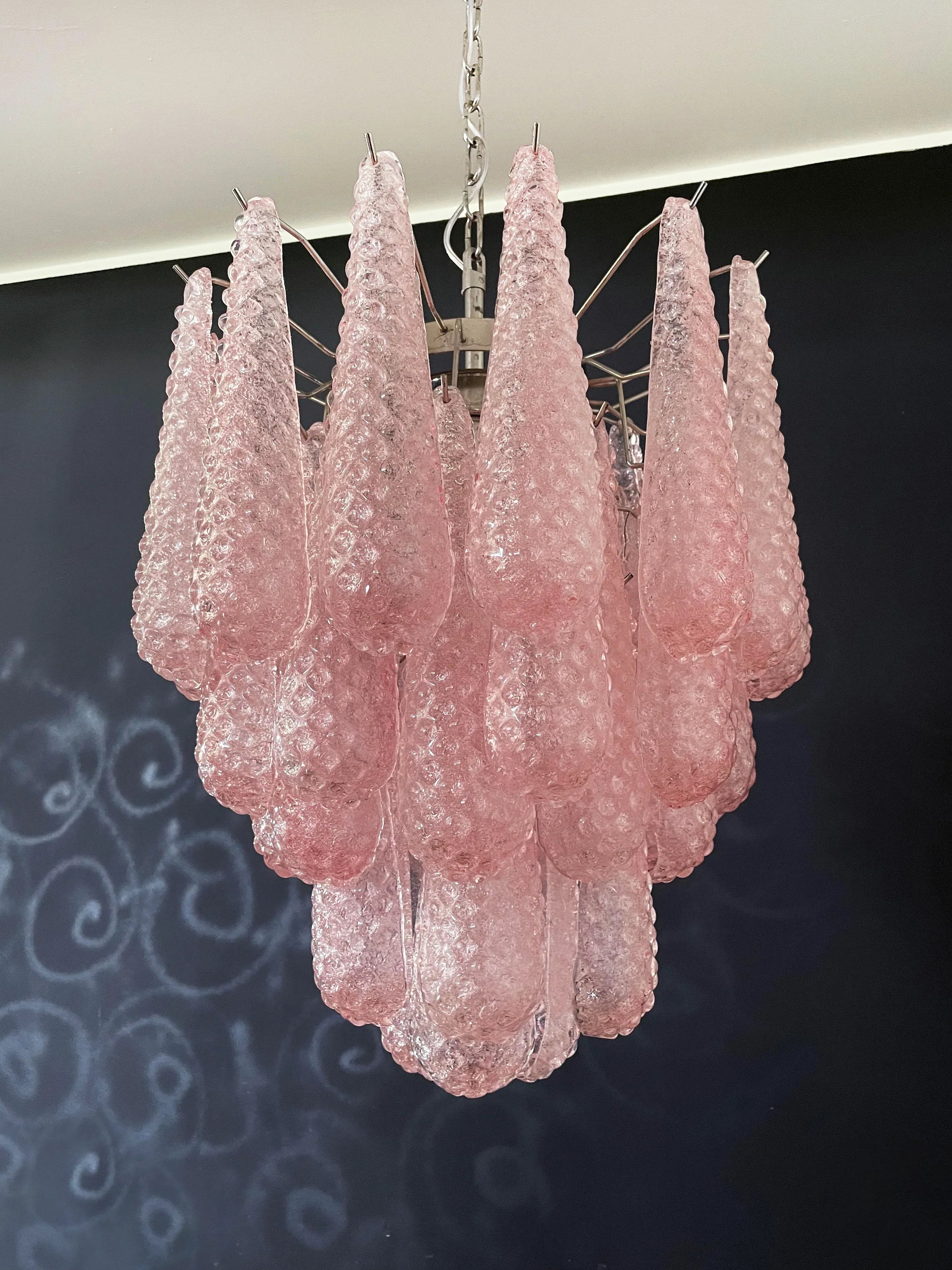 Vintage Murano Pink Glass Petals Chandelier product image