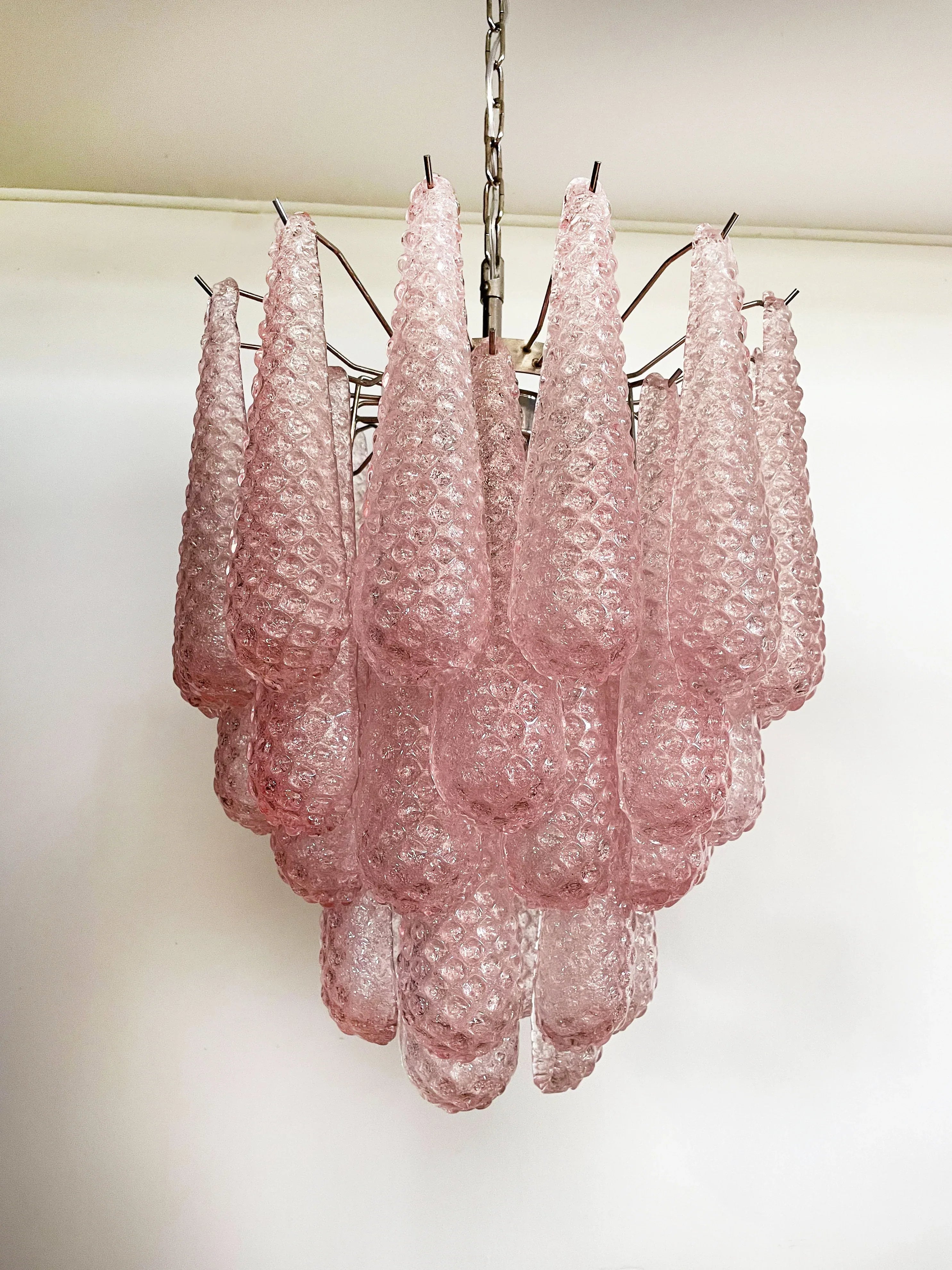 Vintage Murano Pink Glass Petals Chandelier product image