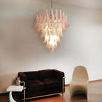 Vintage Murano Pink Glass Petals Chandelier detail view