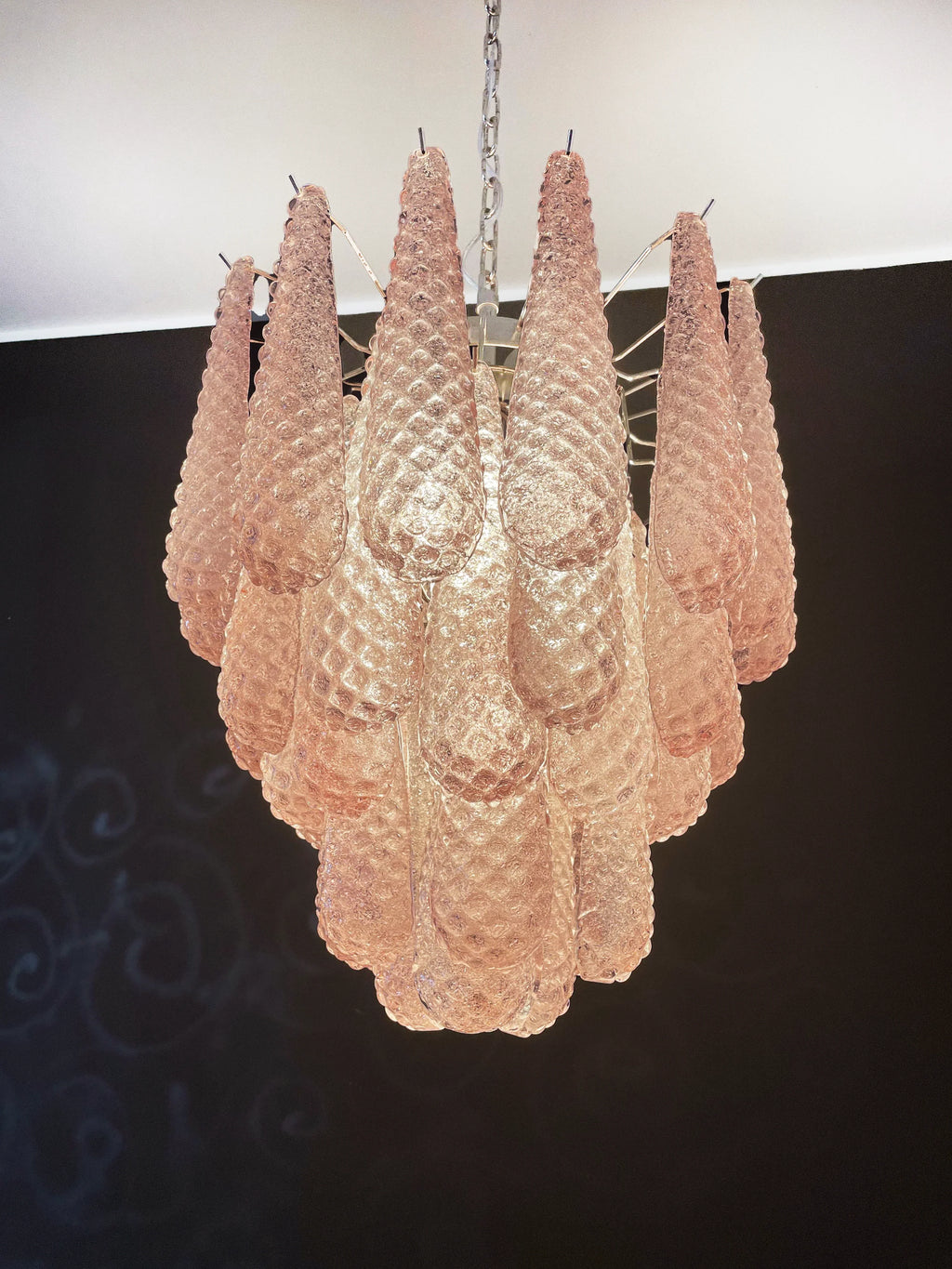 Vintage Murano Pink Glass Petals Chandelier product image
