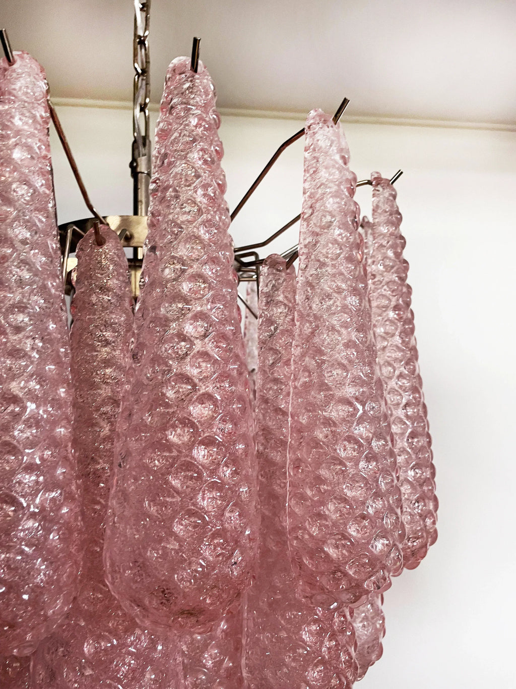 Vintage Murano Pink Glass Petals Chandelier product image