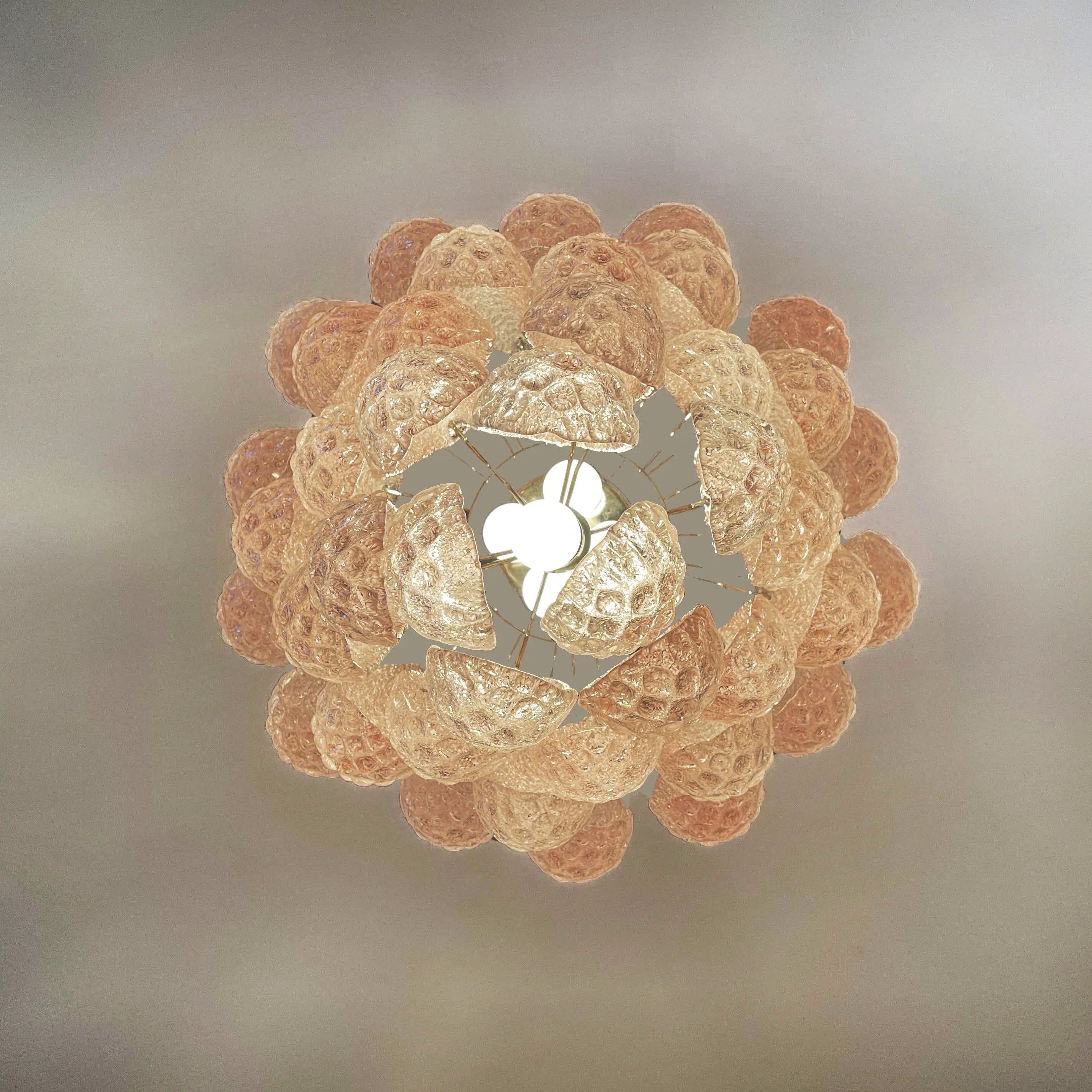 Vintage Murano Pink Glass Petals Chandelier product image
