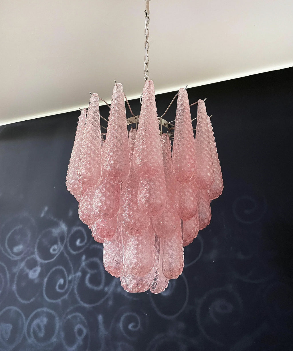Vintage Murano Pink Glass Petals Chandelier product image