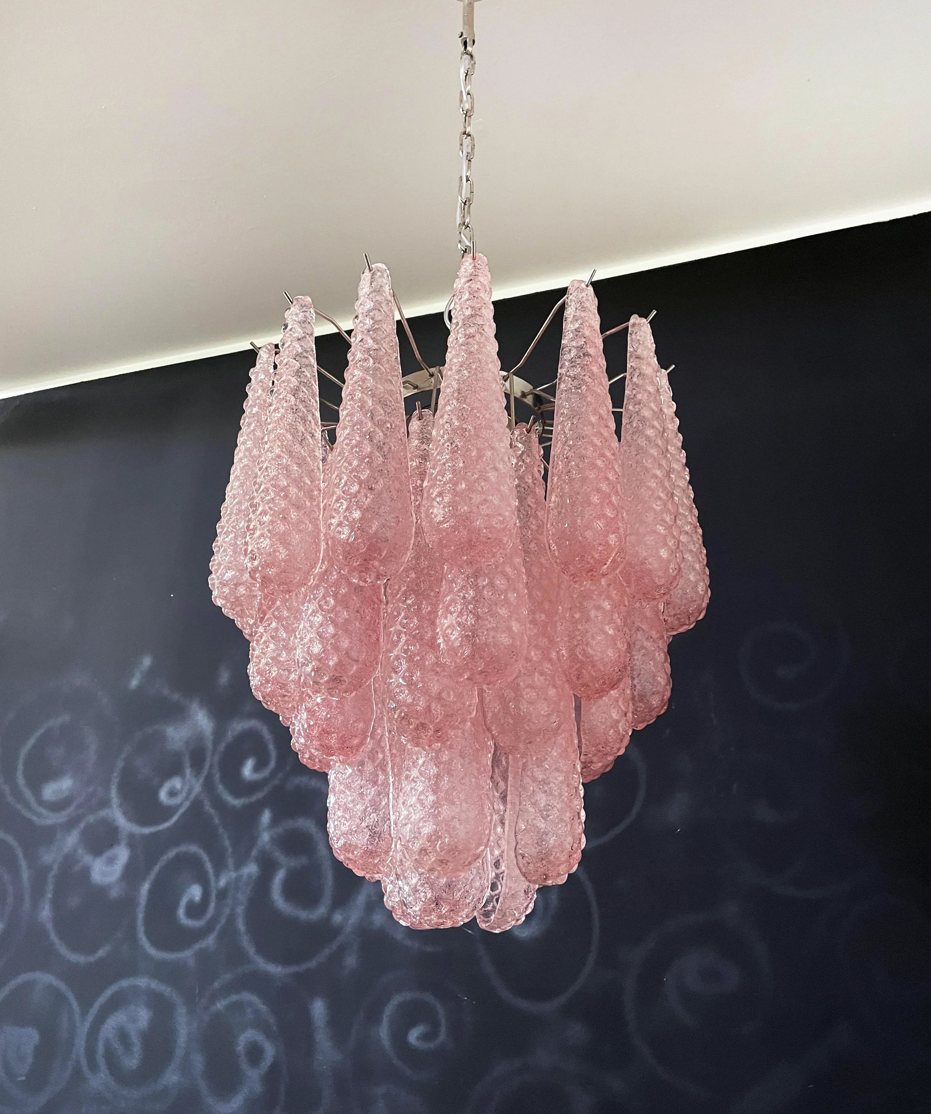 Vintage Murano Pink Glass Petals Chandelier product image