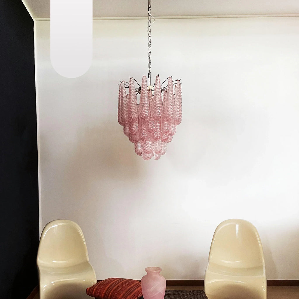Vintage Murano Pink Glass Petals Chandelier product image