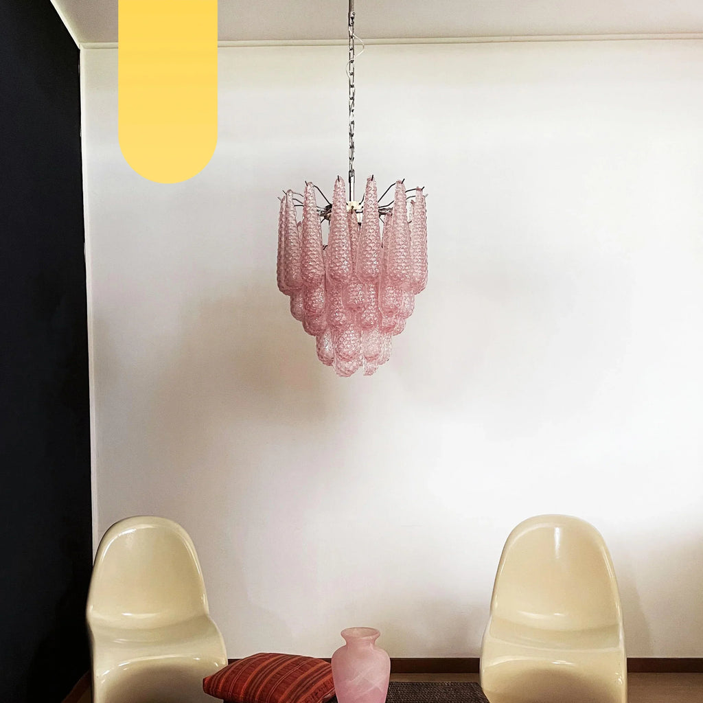Vintage Murano Pink Glass Petals Chandelier product image
