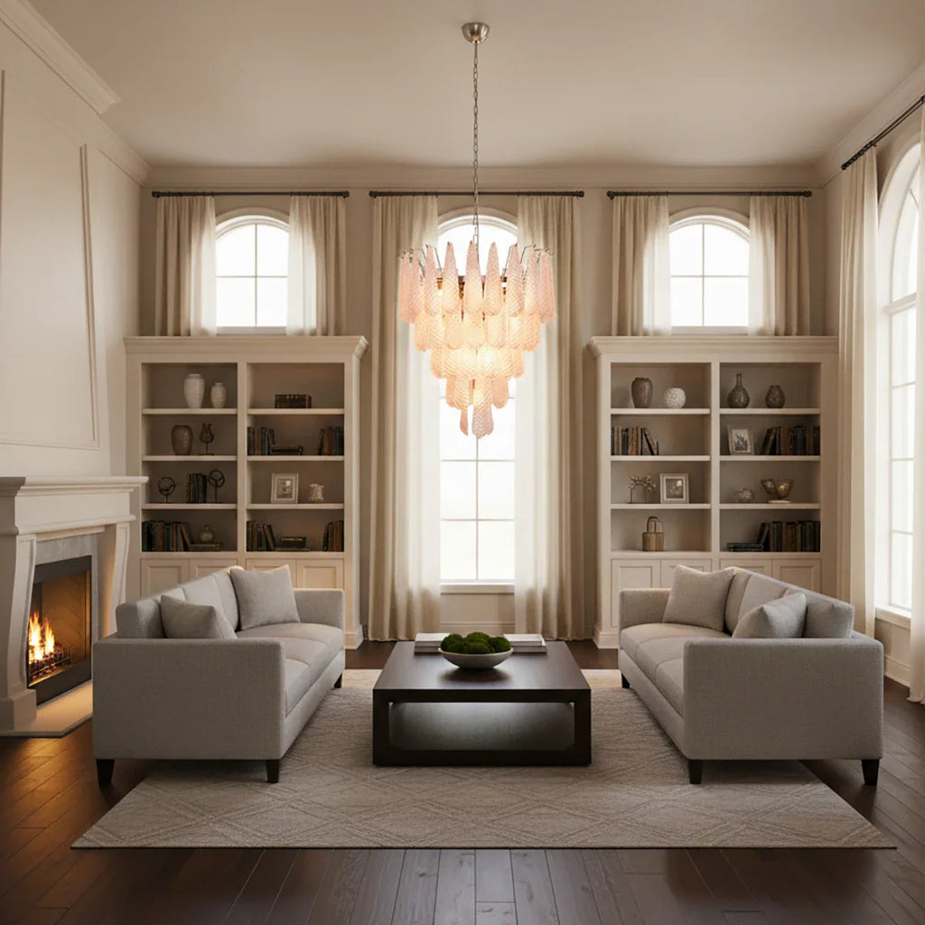 Pink Murano Petal Drop Glass Chandelier product image