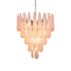 Pink Murano Petal Drop Glass Chandelier by Bling Lighting Studio