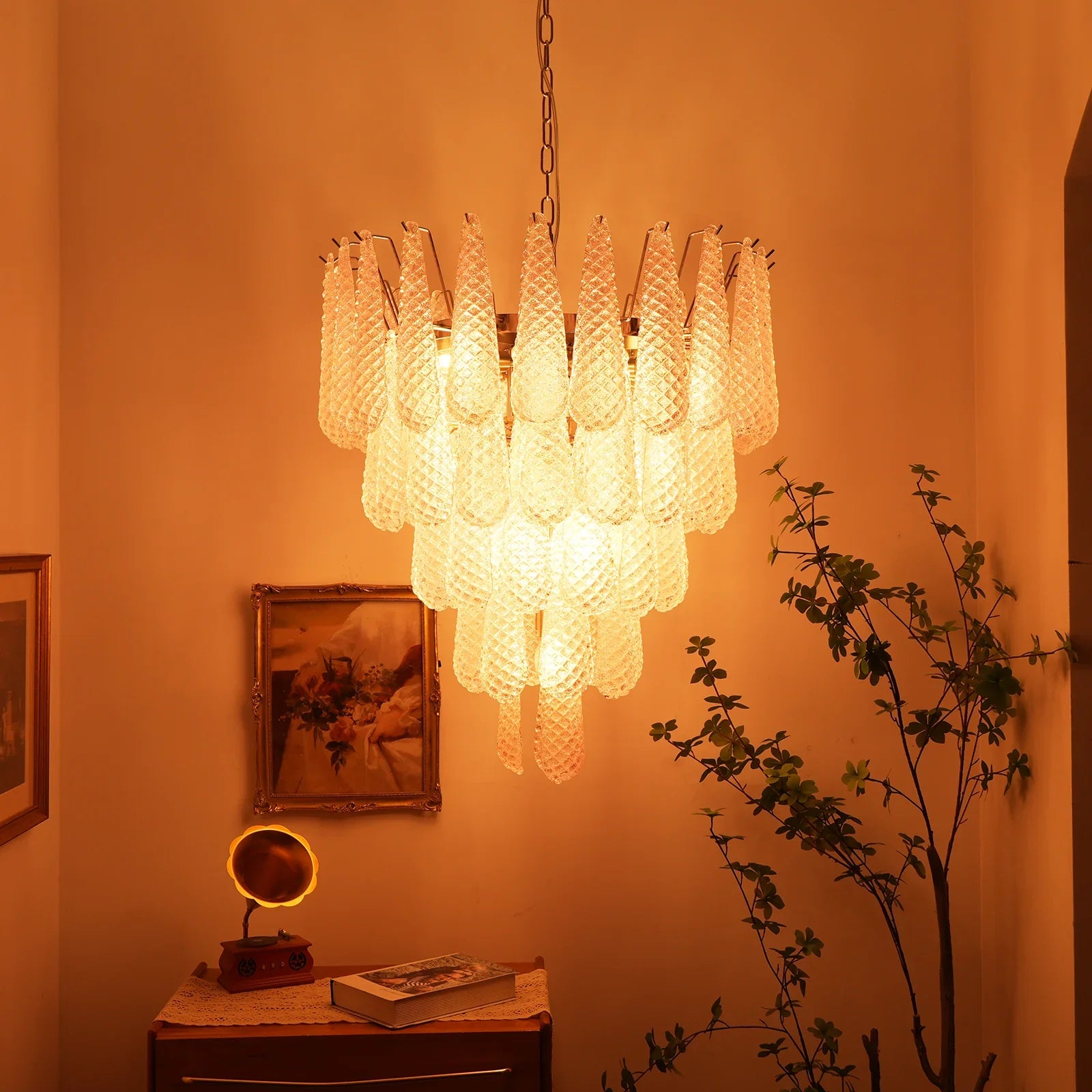 Pink Murano Petal Drop Glass Chandelier product image