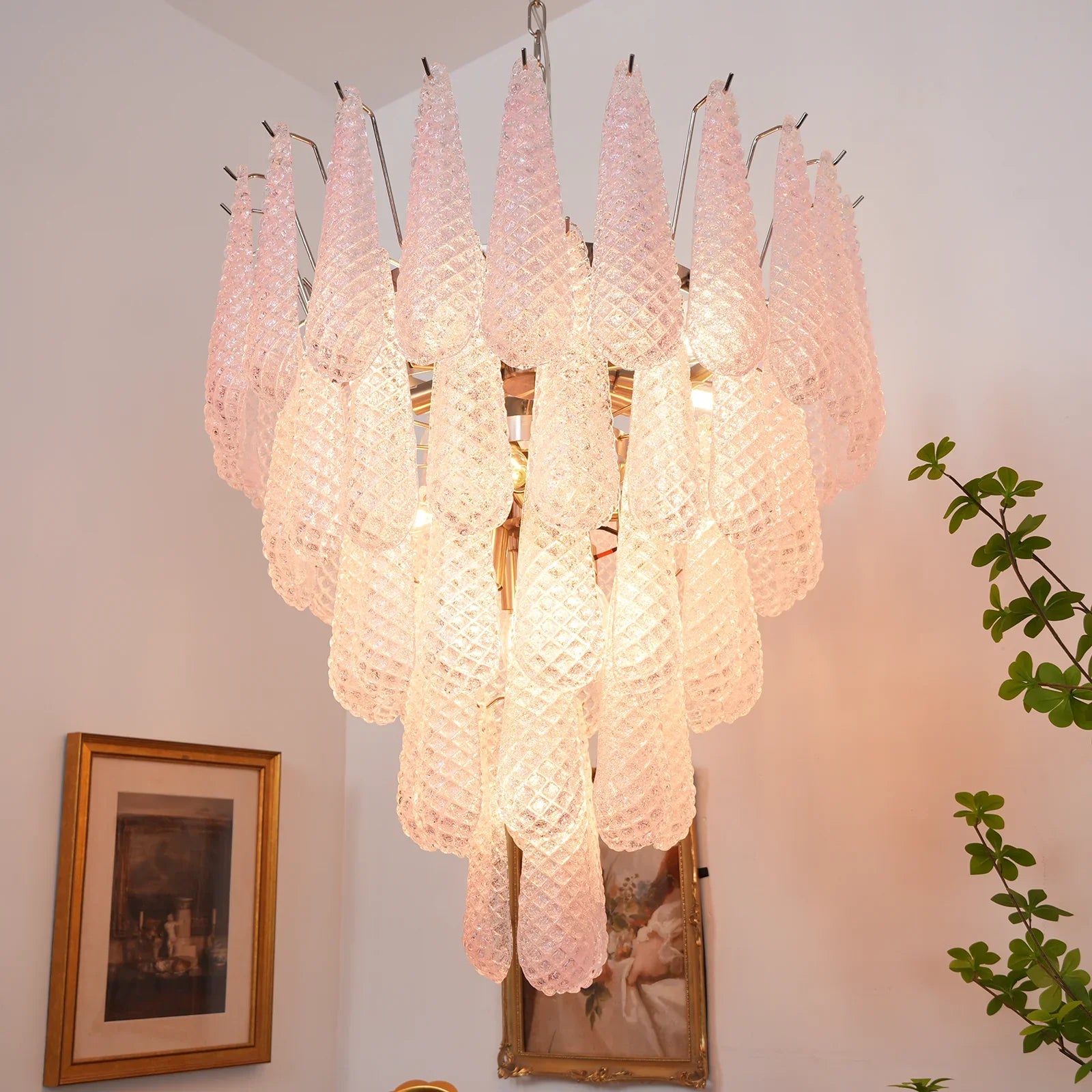 Pink Murano Petal Drop Glass Chandelier product image
