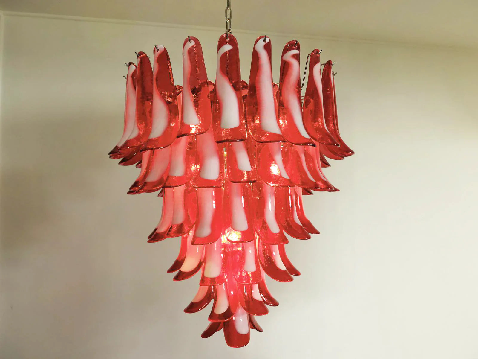 Vintage Murano Red Glass Petals Chandelier product image