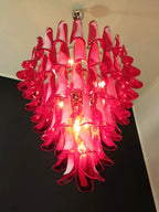 Vintage Murano Red Glass Petals Chandelier product image