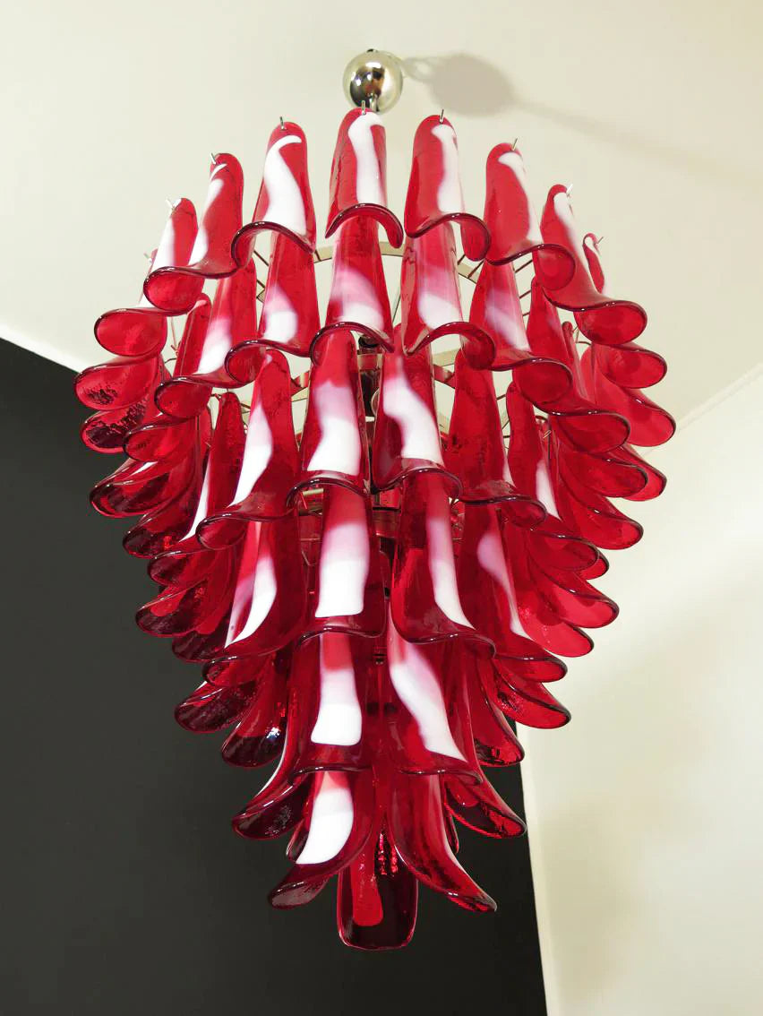 Vintage Murano Red Glass Petals Chandelier product image