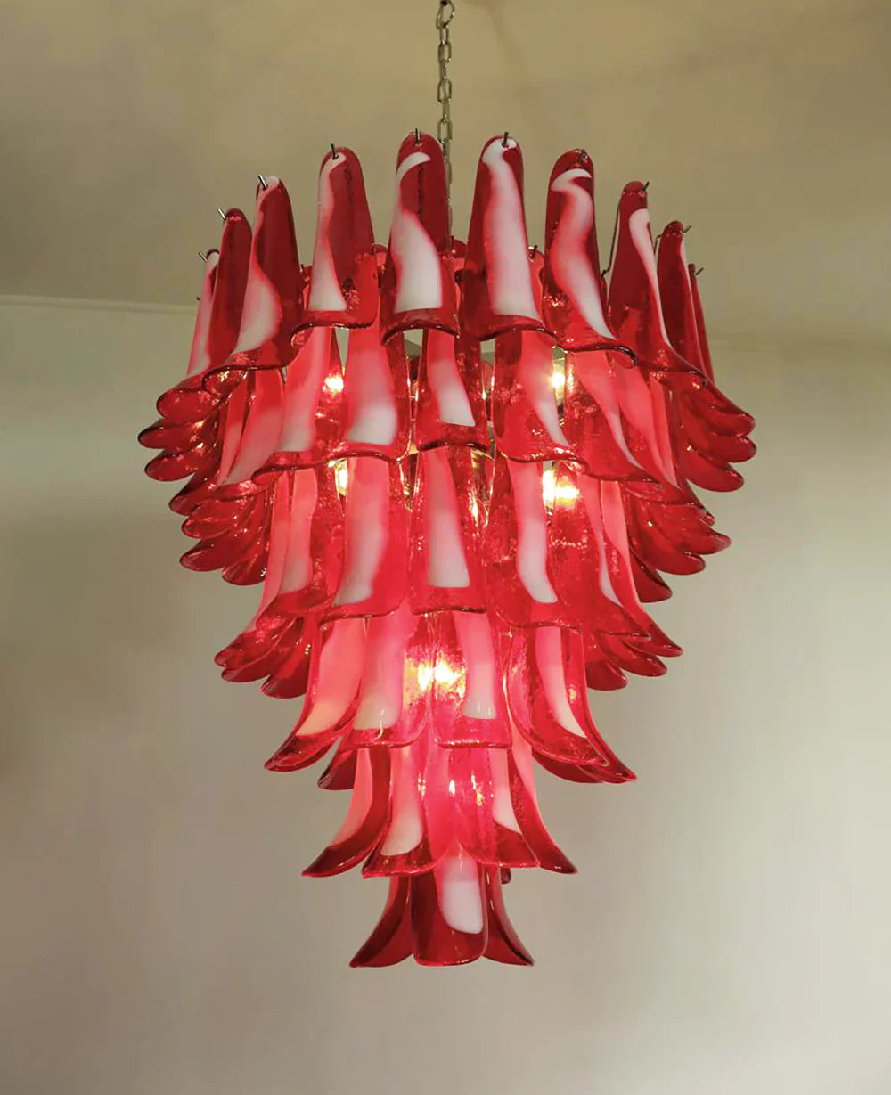 Vintage Murano Red Glass Petals Chandelier product image
