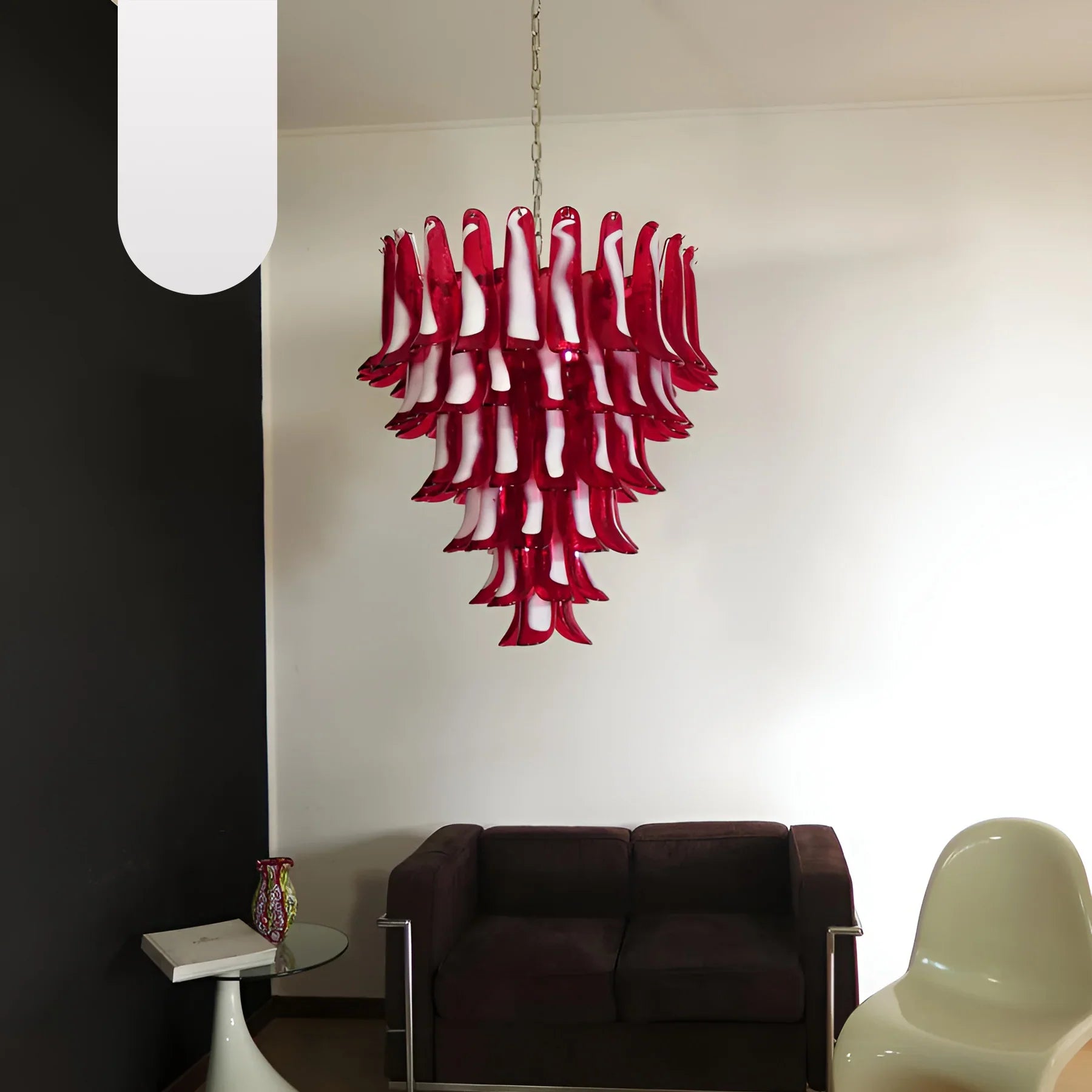 Vintage Murano Red Glass Petals Chandelier product image
