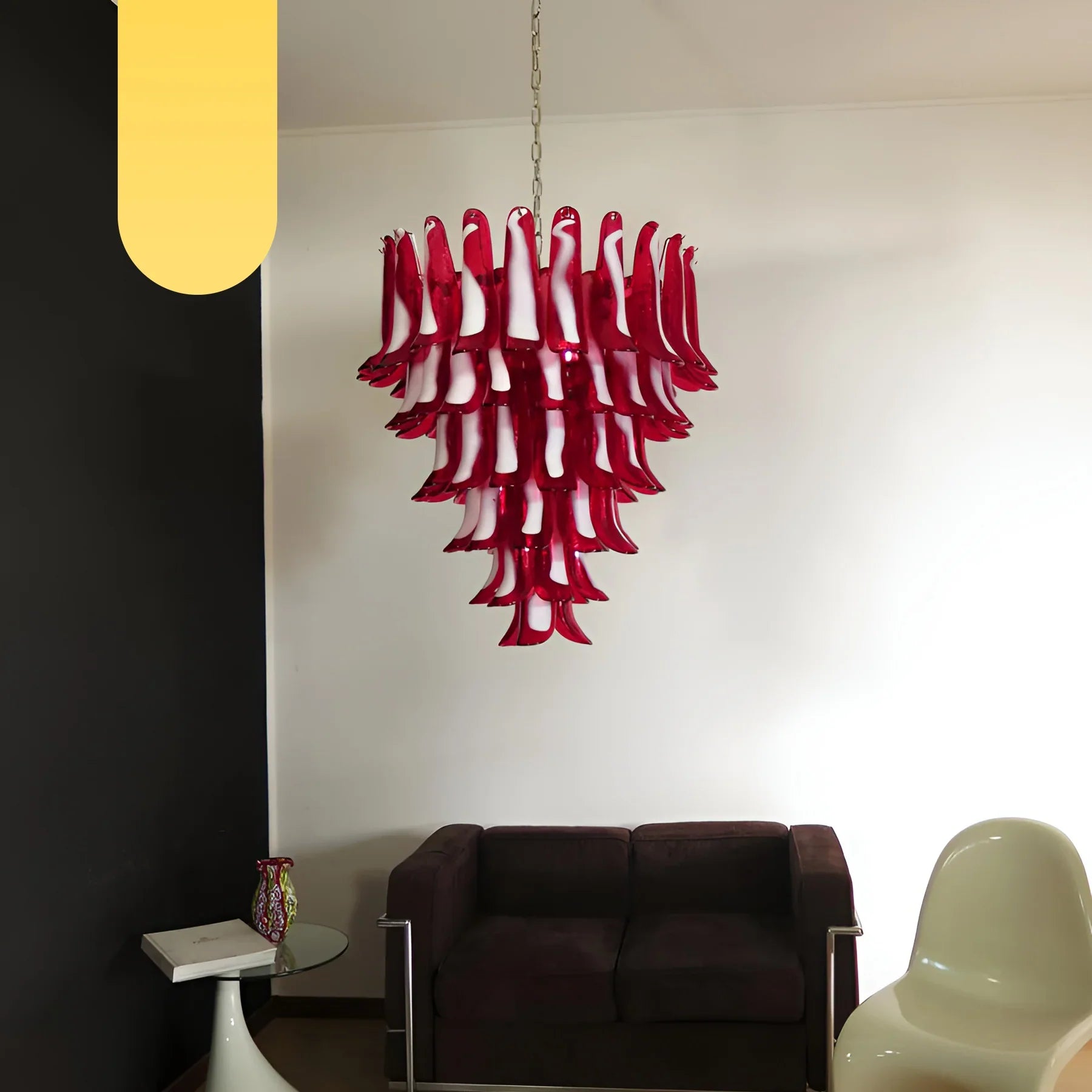 Vintage Murano Red Glass Petals Chandelier product image