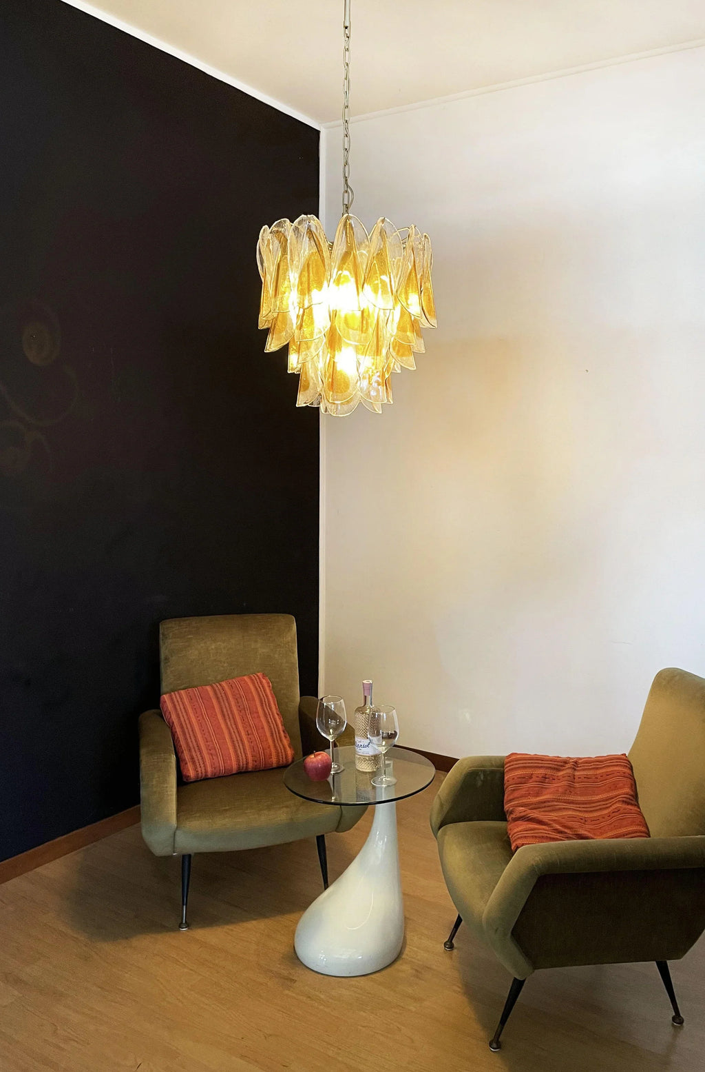 Vintage Murano Swallows Amber Glass Chandelier product image