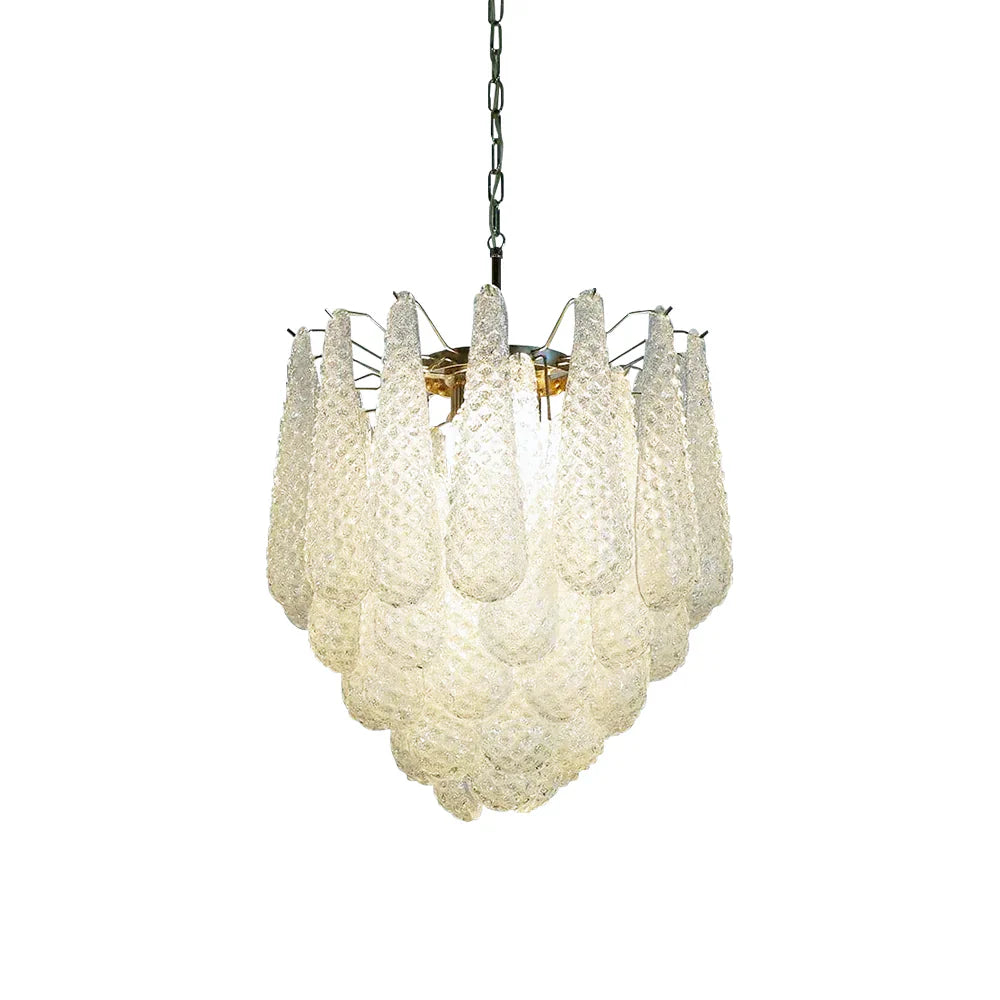 Vintage Murano Transparent Glass Petals Chandelier by Bling Lighting Studio