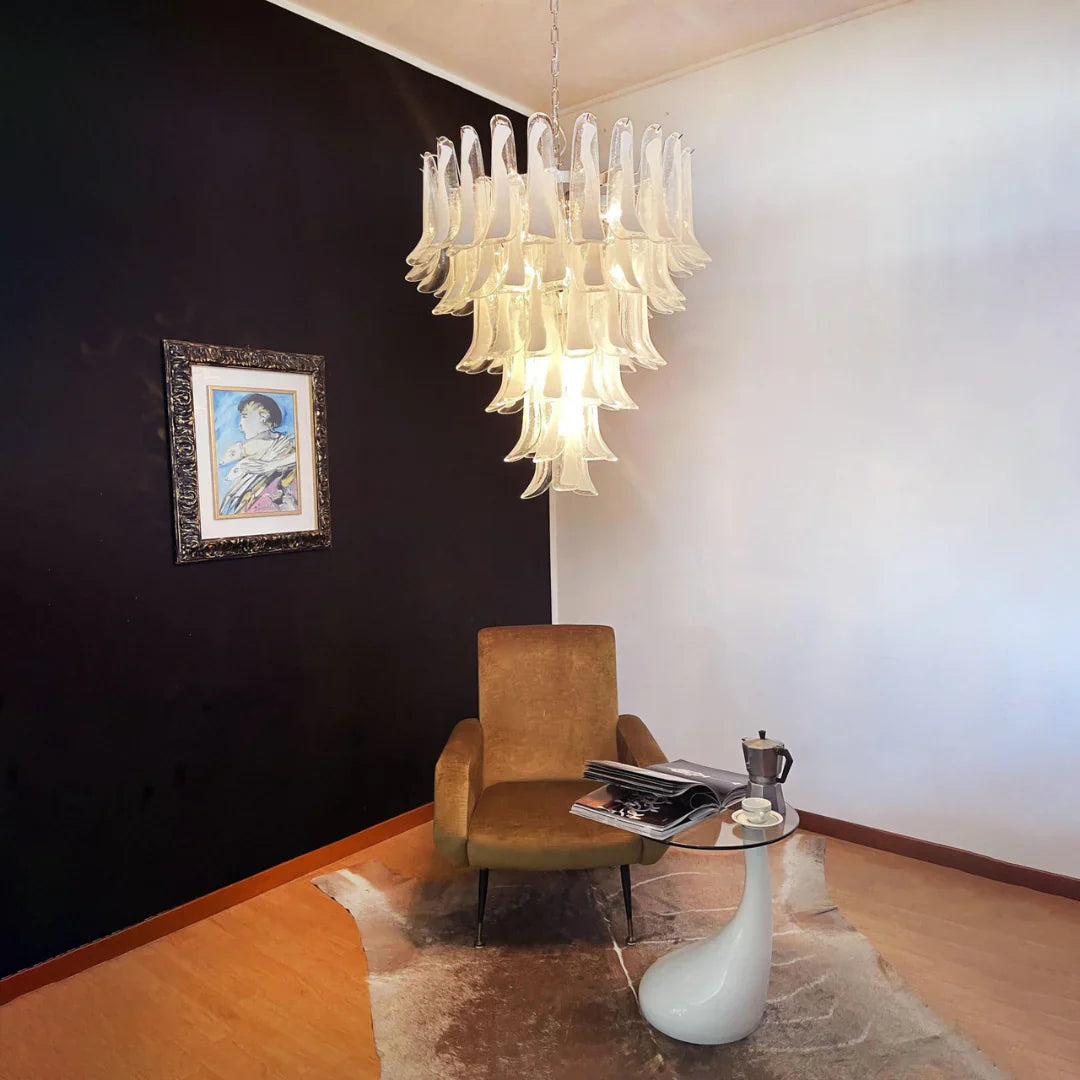 Vintage Murano Transparent Glass Petals Chandelier additional product view