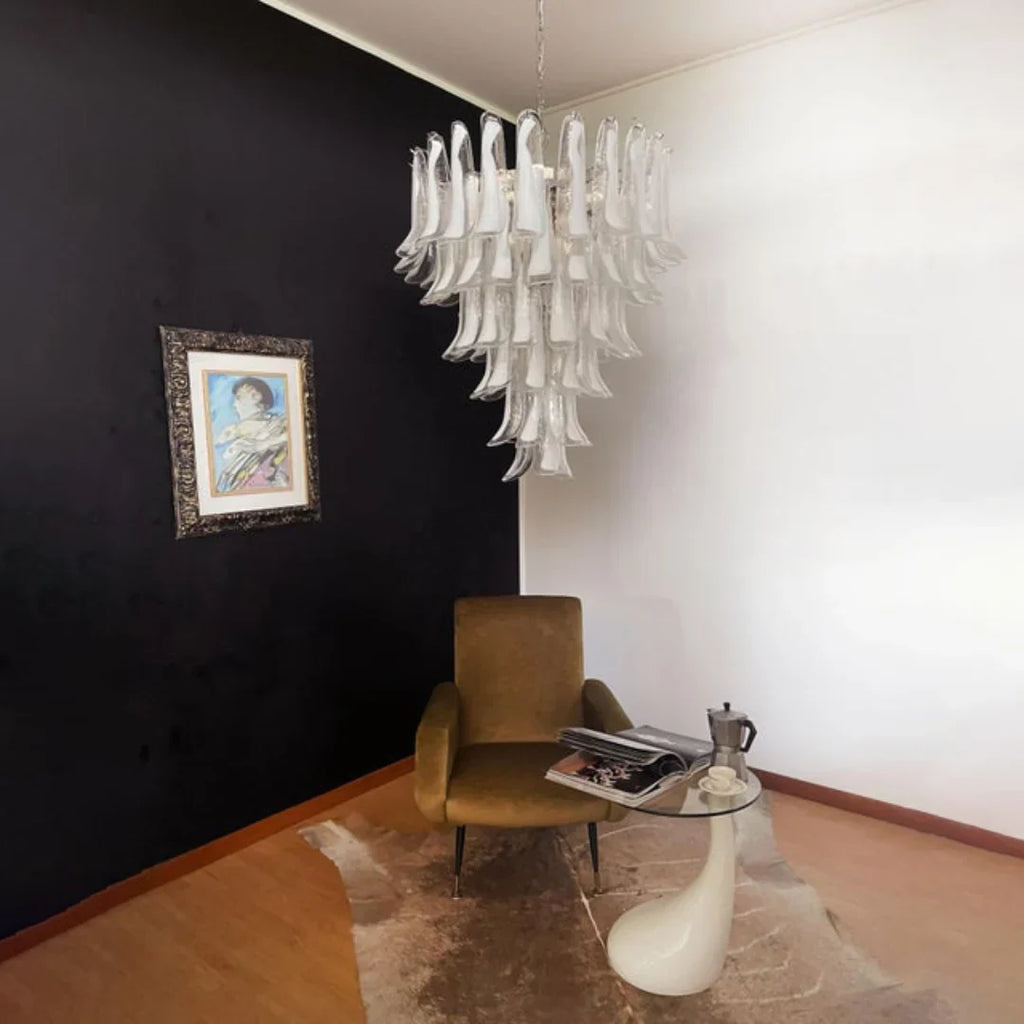 Vintage Murano Transparent Glass Petals Chandelier product image