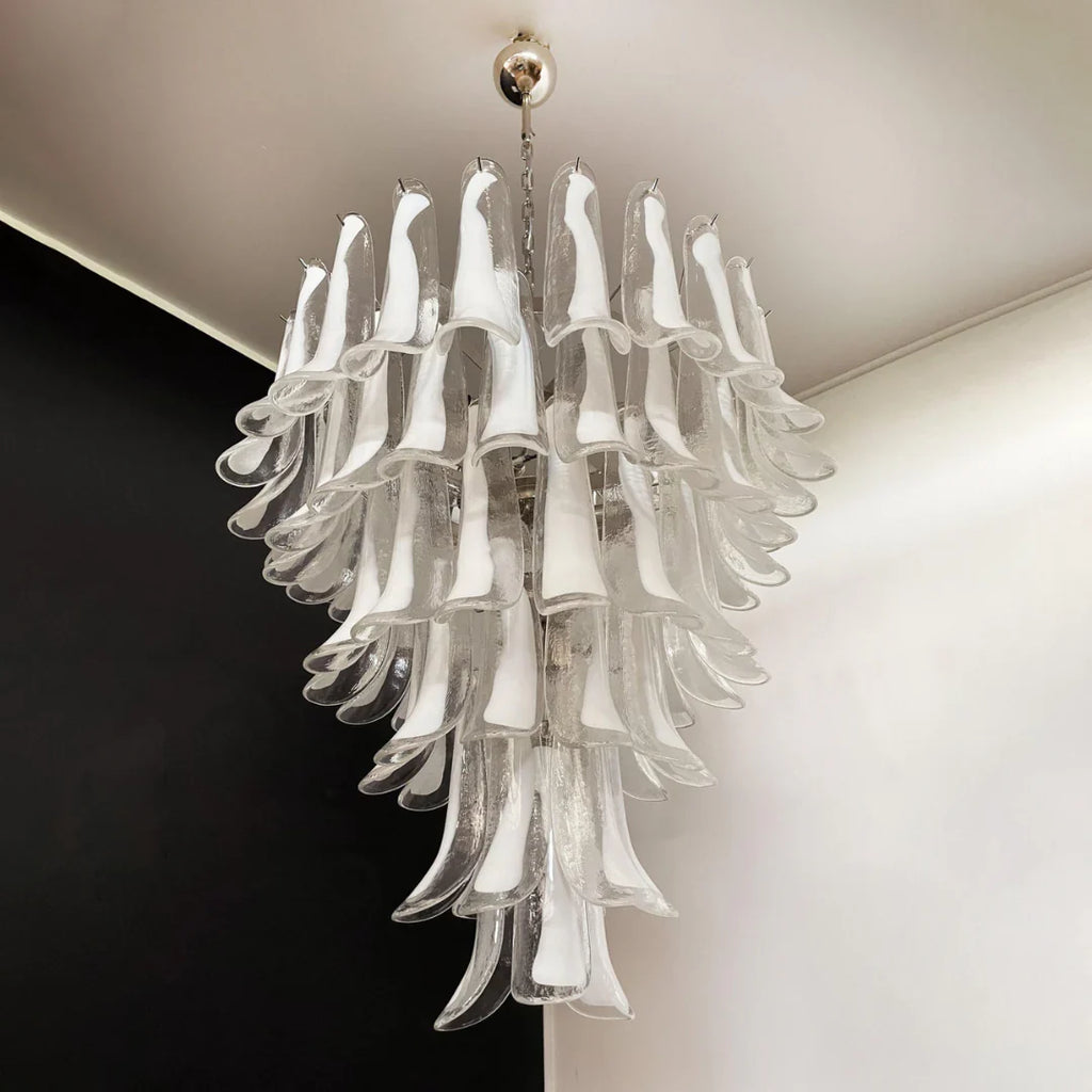 Vintage Murano Transparent Glass Petals Chandelier product image