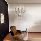 Vintage Murano Transparent Glass Petals Chandelier material and finish detail