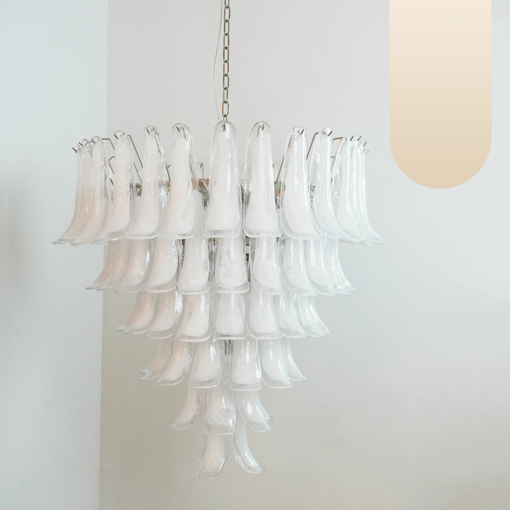 Vintage Murano Transparent Glass Petals Chandelier product image