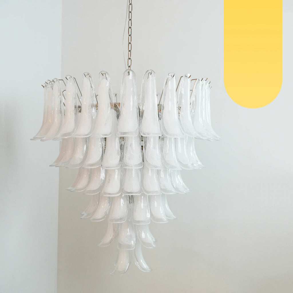 Vintage Murano Transparent Glass Petals Chandelier product image