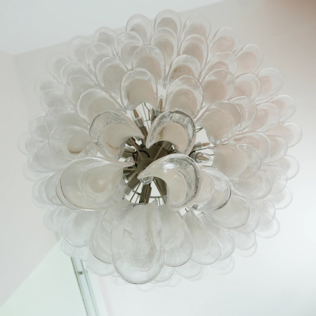 Vintage Murano Transparent Glass Petals Chandelier product image