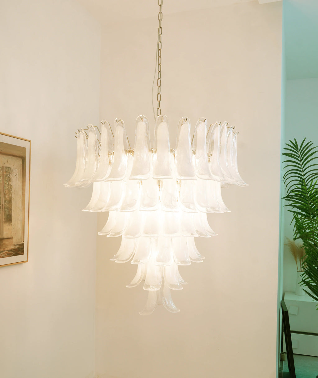 Vintage Murano Transparent Glass Petals Chandelier product image