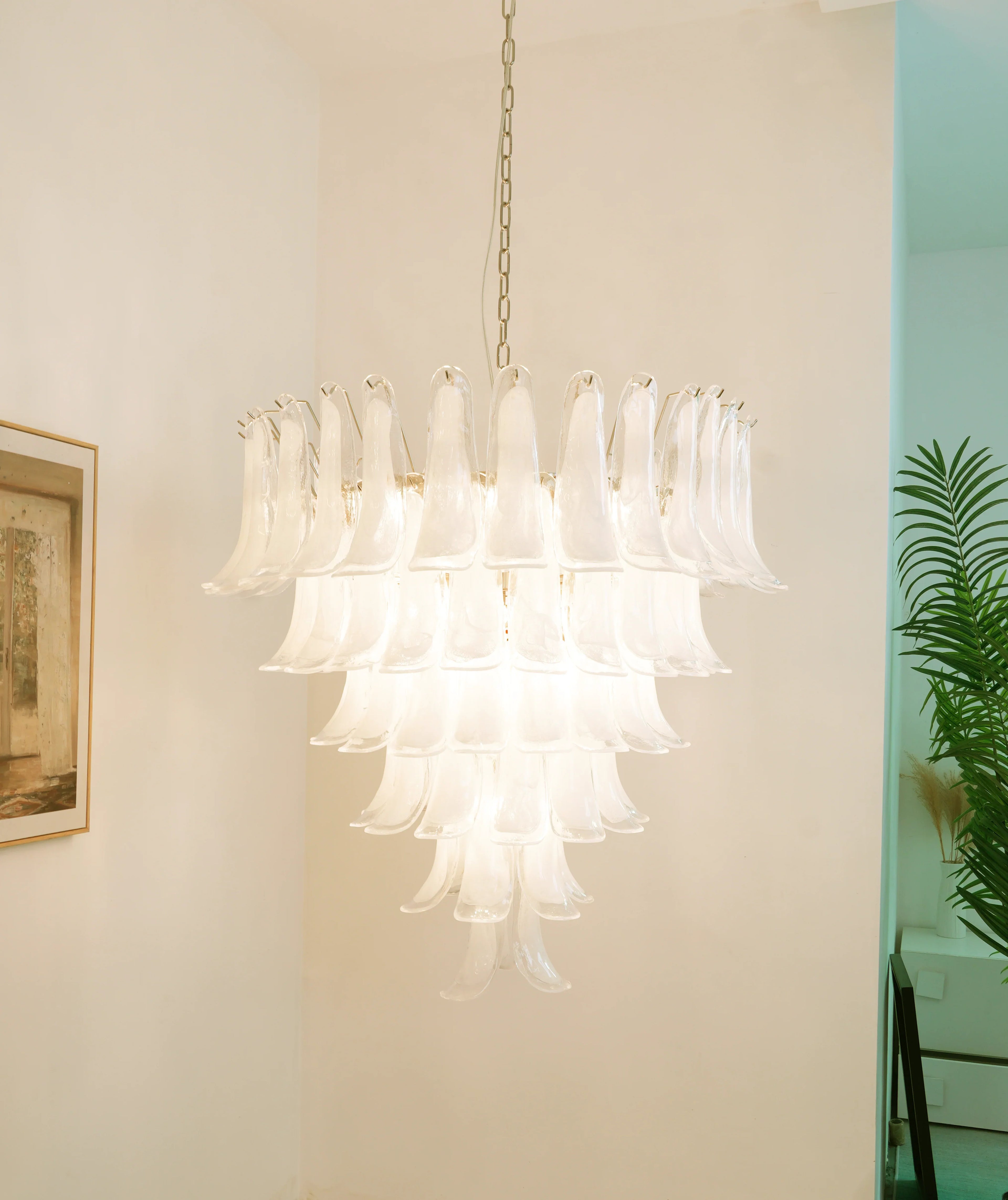 Vintage Murano Transparent Glass Petals Chandelier product image