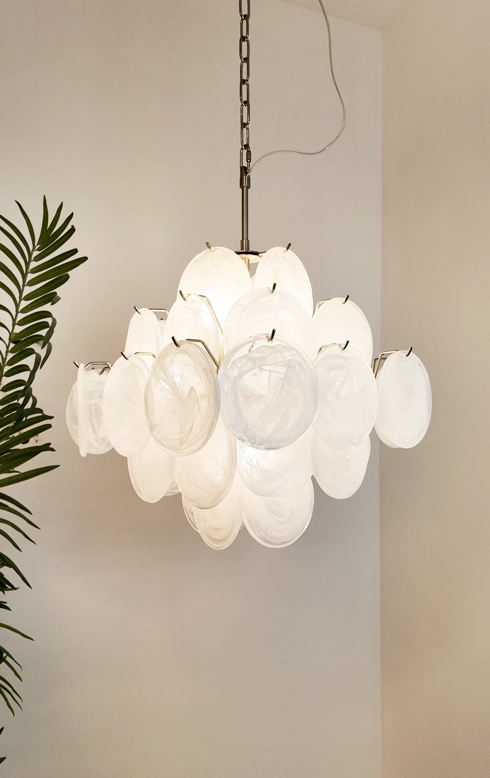 Vintage Murano White Disks Chandelier additional product view