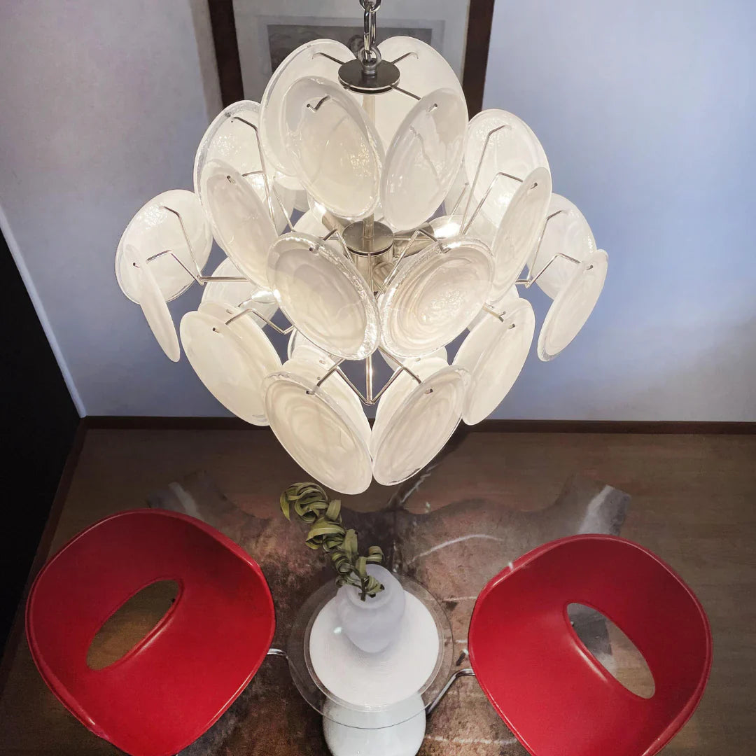 Vintage Murano White Disks Chandelier product image