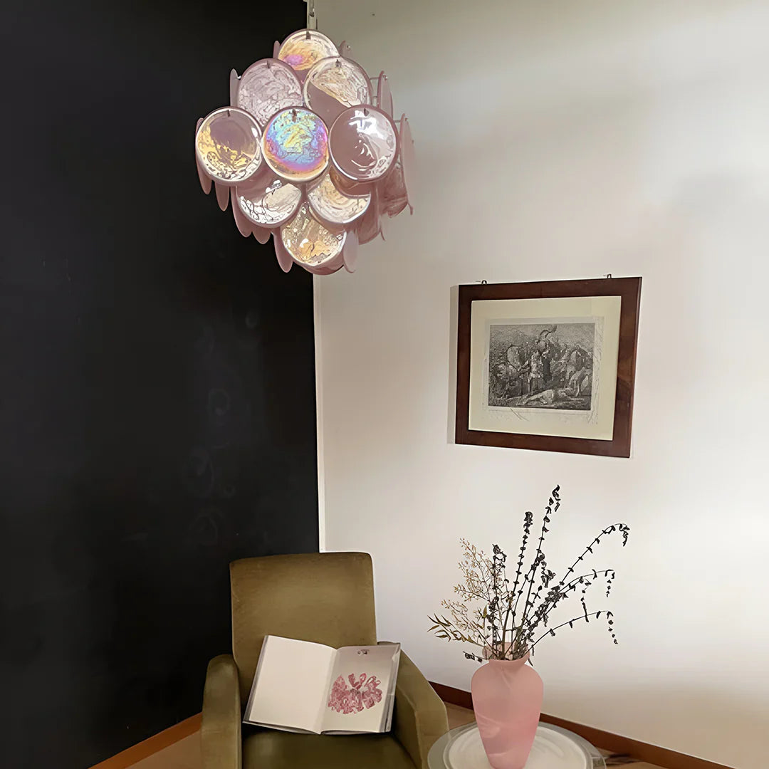 Vintage Murano Pink Disks Chandelier product image