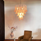 Vintage Pink Murano Glass Petals Chandelier detail view