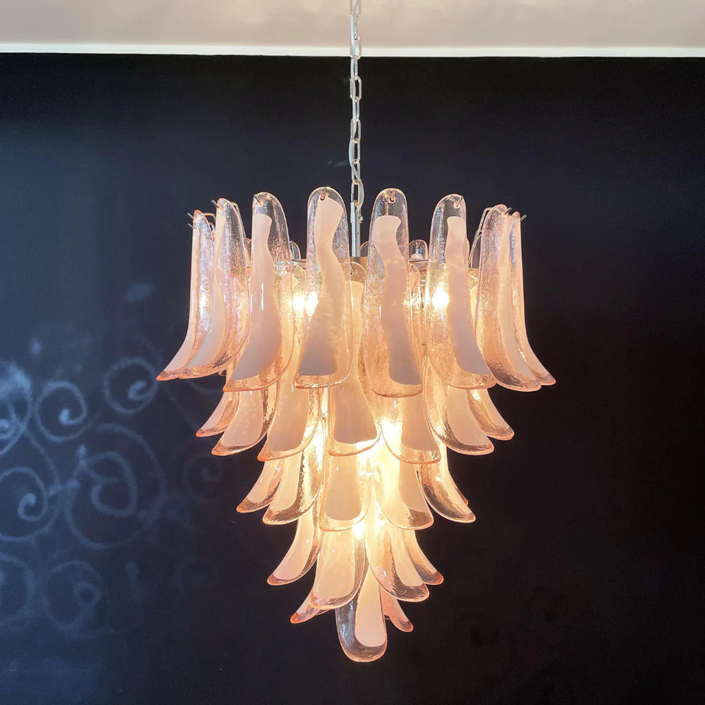 Vintage Pink Murano Glass Petals Chandelier product image