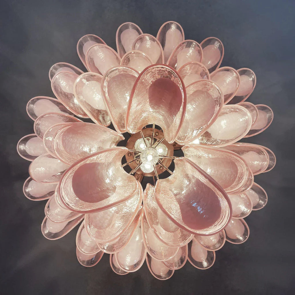 Vintage Pink Murano Glass Petals Chandelier product image