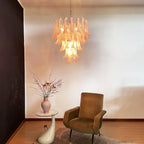 Vintage Pink Murano Glass Petals Chandelier material and finish detail
