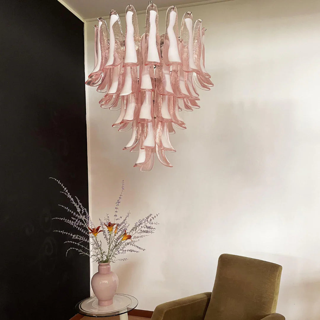 Vintage Pink Murano Glass Petals Chandelier product image