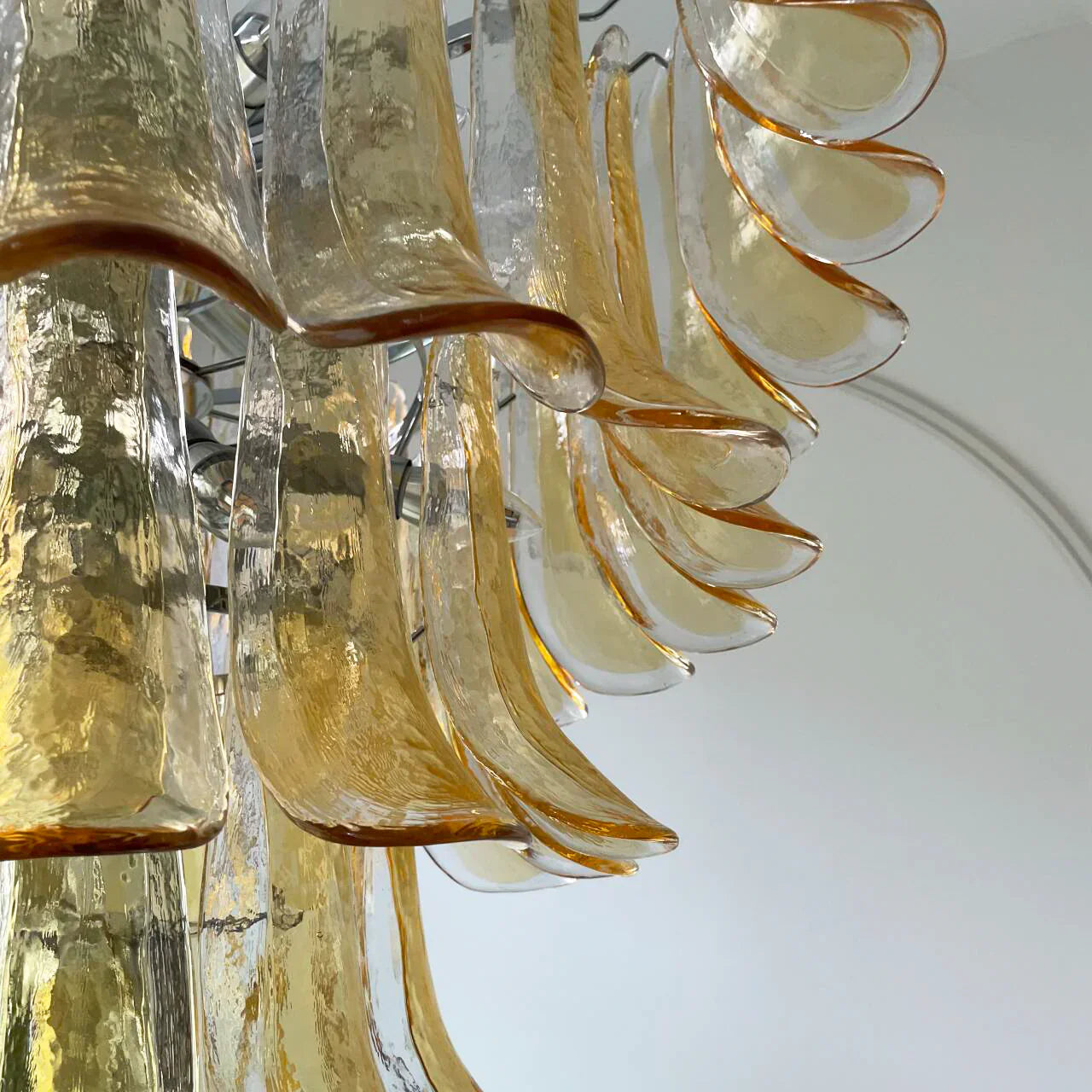 Vintage Transparent Amber Murano Petals Chandelier product image
