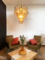 Vintage Transparent Amber Murano Petals Chandelier product image
