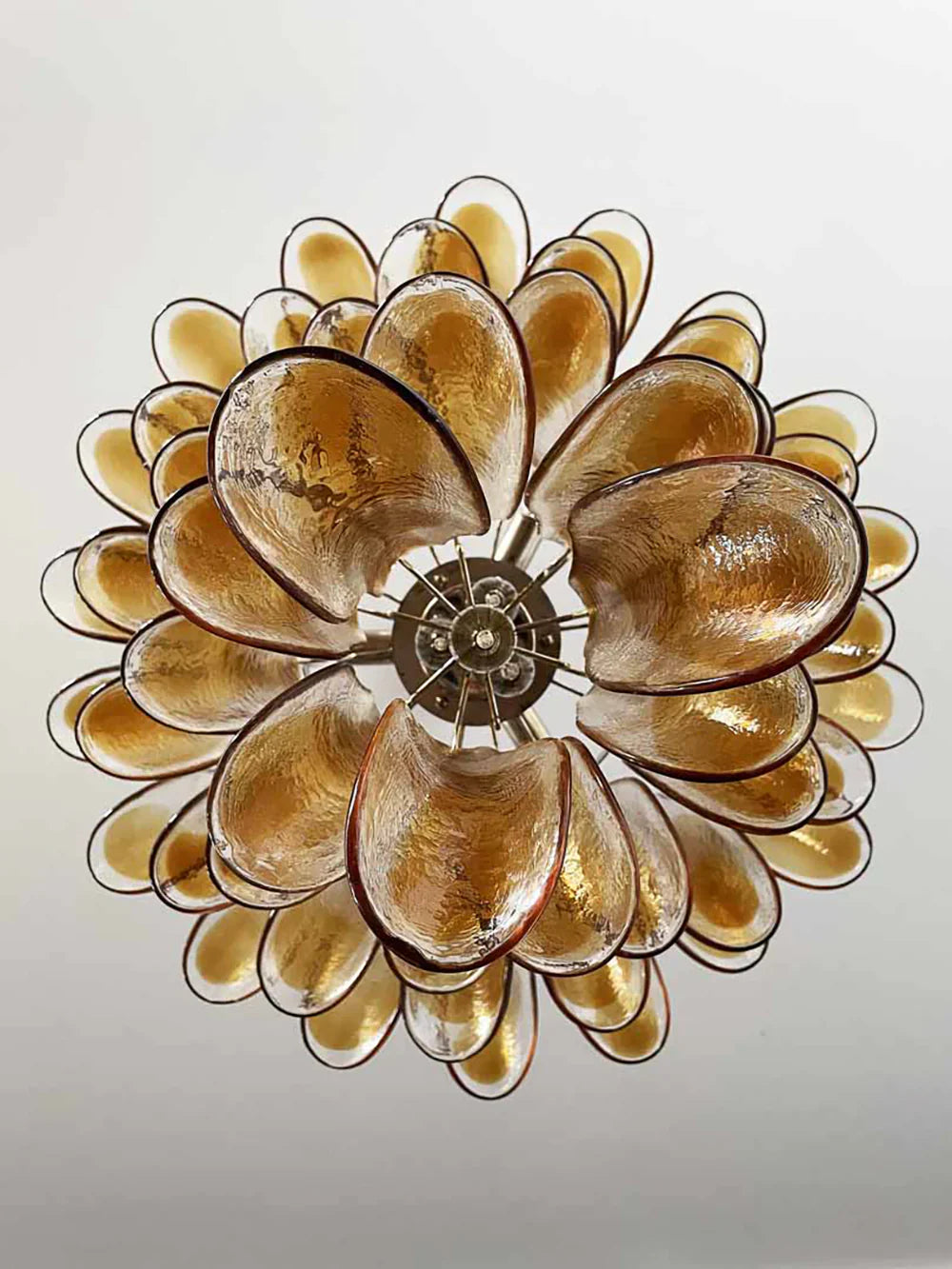 Vintage Transparent Amber Murano Petals Chandelier product image