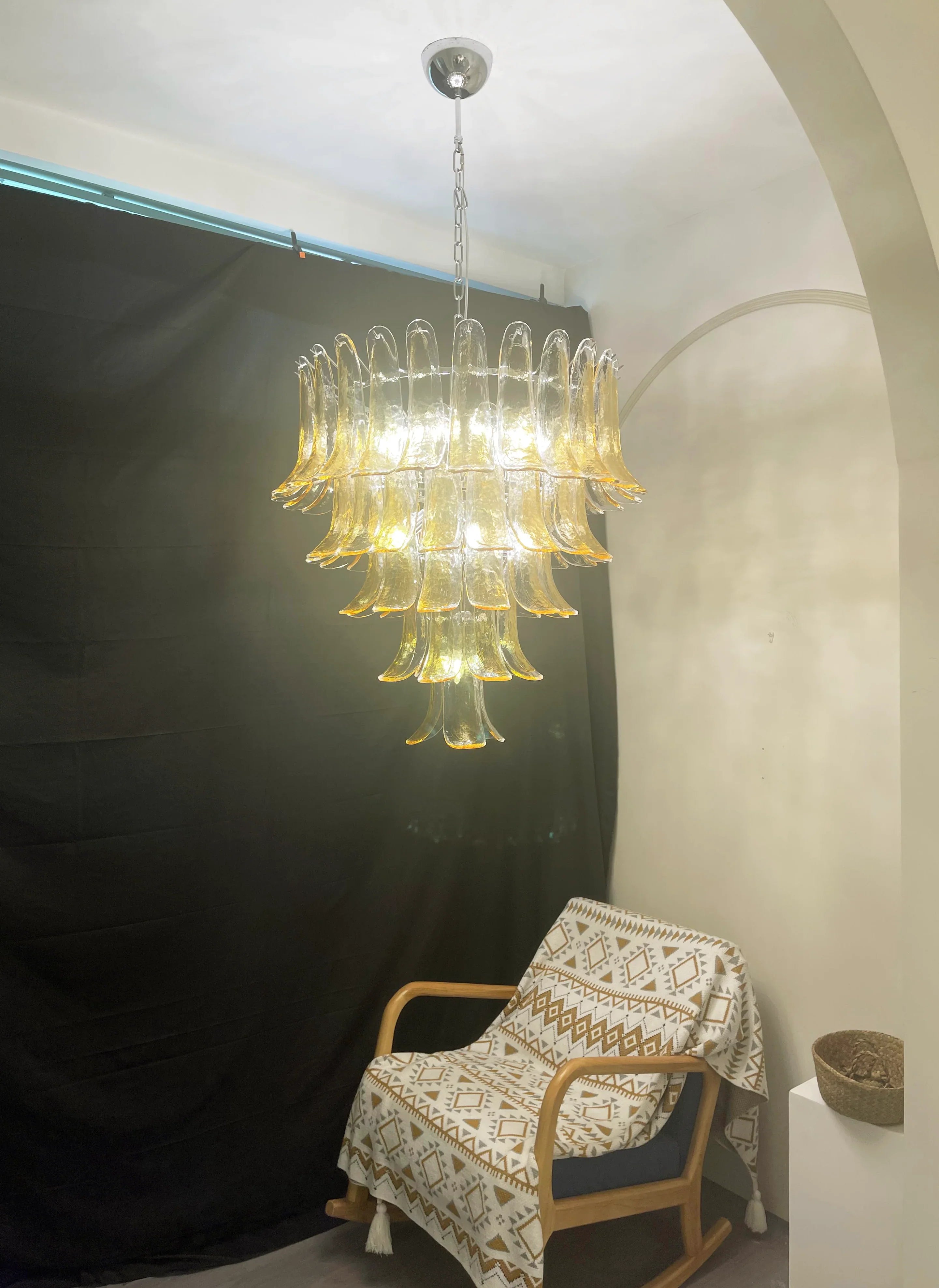 Vintage Transparent Amber Murano Petals Chandelier product image