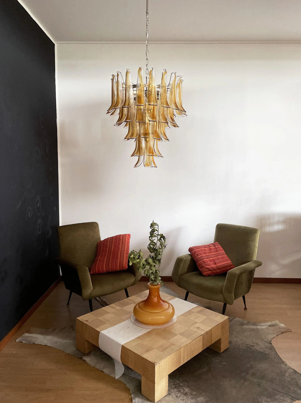 Vintage Transparent Amber Murano Petals Chandelier product image