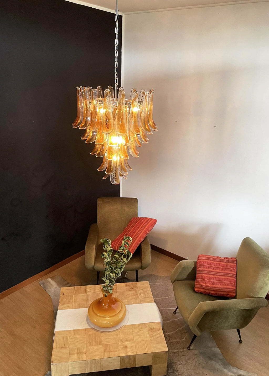 Vintage Transparent Amber Murano Petals Chandelier product image