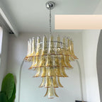 Vintage Transparent Amber Murano Petals Chandelier product image